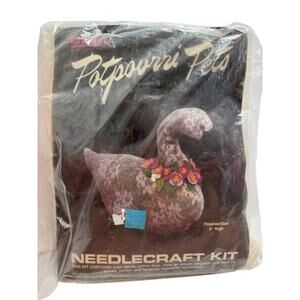 Vintage 80s Potpourri Pets Needlecraft Kit Swan Lace TITAN NEEDLECRAFT 1985